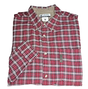 Herren Columbia rot schwarz kariert Knopfleiste Hemd LARGE Baumwolle Weihnachten Langarm - Bild 1 von 4
