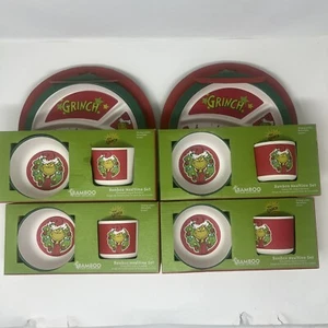 The Grinch Kinder Gedeck Bambus Essenszeit Set Neu 4 Komplettsets Schüssel Teller - Bild 1 von 5