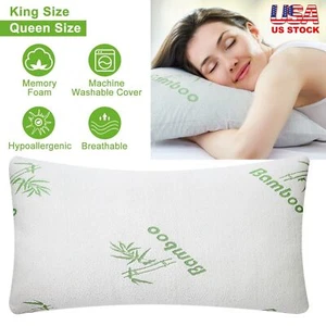 Foam Pillow Bamboo Sleeping Orthopedic Memory Cervical Neck Support Soft Pillow - Picture 1 of 16