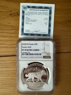2020 PF 70 UC Tundra Wold 3 Rub 1oz Silver Coin Save Our Word - Image 1 of 2