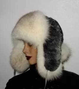 Polarfuchs Pelz Mütze Fuchs Kappe Persianer Pelzmütze Blaufuchs Fellmütze Fox - Bild 1 von 5