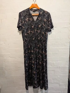 Laura Scott Maxi Dress size 16 black and floral short sleeve evening - Picture 1 of 9