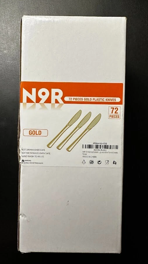N9R 72 piezas cuchillos de plástico dorado, plástico sólido, duradero y resistente dorado - paquete de 72 Foto 1 de 1