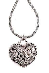 Brighton Treasures .925 Sterling Silver Heart Pendant Necklace RETIRED NEW Pouch - Picture 1 of 12