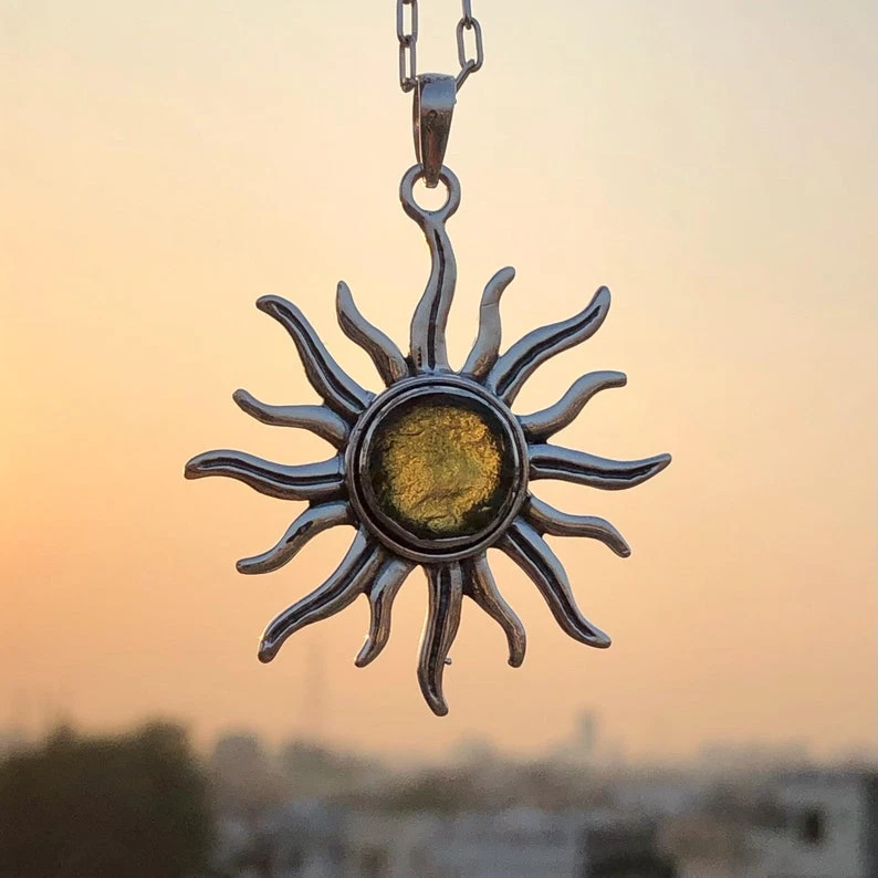 Colgante Moldavita Natural Plata de Ley 925 Hecho a Mano Diseñador Joyería Regalo Ella Foto 1 de 3