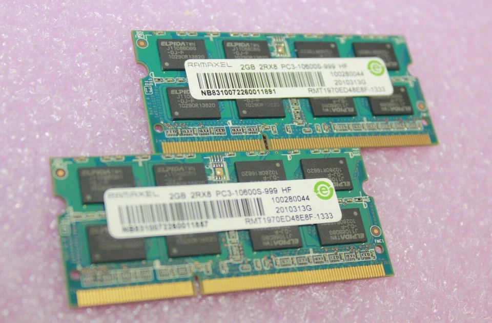 Ramaxel 4GB 2X2GB PC3-10600S Laptop Memory Ram RMT1970ED48E8F-1333 - Image 1 of 1