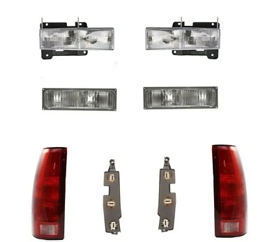 Headlights For 1990-1993 Chevy GMC Truck Turn Signals Tail Lights With Boards - Image 1 of 4