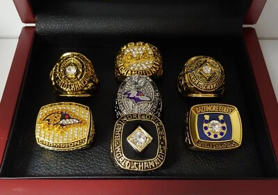 Baltimore - Championship 7 Ring Set Orioles, Ravens, Colts W/ Display Box Ripken - Image 1 of 4