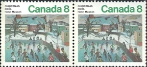 🍁Canada   #651 Pair   "Christmas Skaters"    Brand New 1974  Pristine Issue - Picture 1 of 2