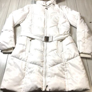 Bebe puffer coat White jacket down feather fill hood quilted Large - Picture 1 of 12