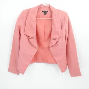 August Silk Jacket Womens S Pink Blazer Linen Open Front Career Professional - Picture 1 of 12