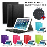 for iPad 9.7 2018 2017/Air/mini/iPad 2 3 4 QWERTY UK Keyboard with Leather Case