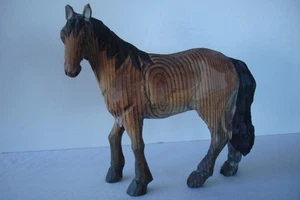 Hand-carved Wooden Horse Folk Art Equestrian Figure Sculpture - Picture 1 of 19