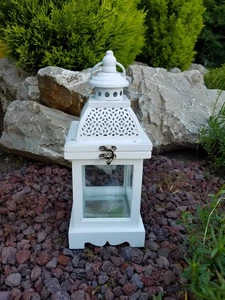 BONTURI CASA HOME DECORATION Lanterna Legno Piccola H 25 Cm 12 x 12 Cm Bianco - Imagen 1 de 1