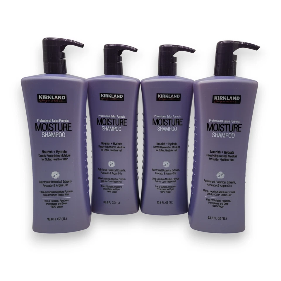Kirkland Moisture Shampoo 4-Pack 33.8 oz Each, Vegan & Color Safe - Image 1 of 4