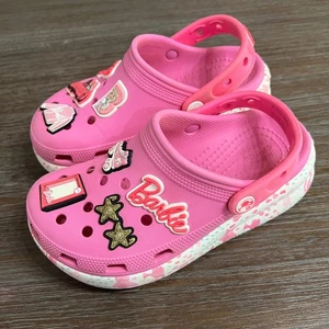 Crocs Barbie x Crush Clogs Taffy Pink Clogs Platform Shoes Kid Girl Size J1 - Picture 1 of 9