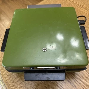 Vtg Sears Roebuck Waffle Baker Grill Model 632 647200 Avocado Green Tested - Picture 1 of 7