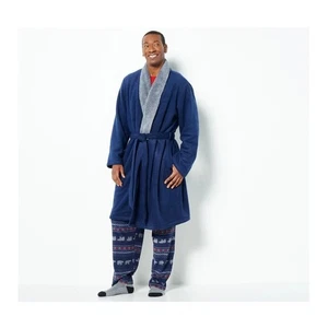 Cuddl Duds® Morgenmantel mit langem Schalkragen blau/grau. Herren Gr. S/M - Bild 1 von 8