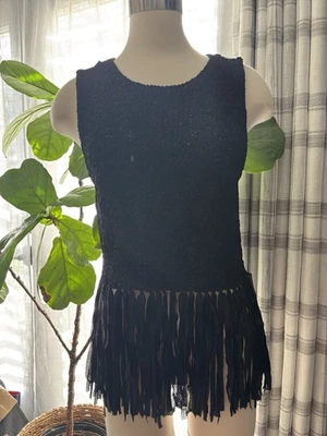 A.L.C. Top negro sin mangas tejido con flecos borlas talla mediana nuevo con etiquetas $365 WT9 Foto 1 de 4