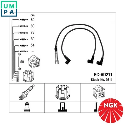 IGNITION CABLE KIT 0511 FOR AUDI 100/5000 200 A6/S6 90 COUPE 1B/2B/PX/KX 2.2L - Image 1 of 4