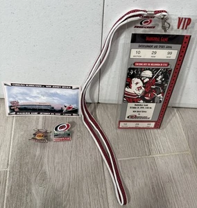 1999 Inaugural Game Holder Lanyard  Pins CAROLINA HURRICANES Vs New Jersey Devil - Picture 1 of 10
