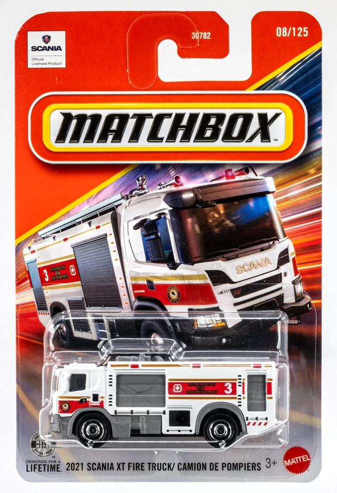 Camión de bomberos Scania XT 2026 Matchbox #8 2021 blanco | FSC Foto 1 de 1