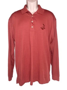 Ashworth Golf Shirt Men L Burnt Orange Long Sleeve Polo Preppy Pinehurst Logo - Picture 1 of 5