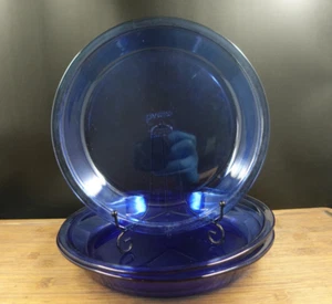 3 Pyrex Pie Plates 209 9"/23cm Cobalt Blue Glass - Picture 1 of 9