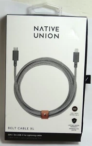 Native Union MFi certified 10' LONG Lightning-to-USB Type C Cable - Zebra - Picture 1 of 2