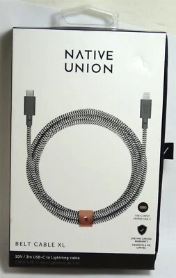 Native Union MFi certified 10' LONG Lightning-to-USB Type C Cable - Zebra - Image 1 of 2