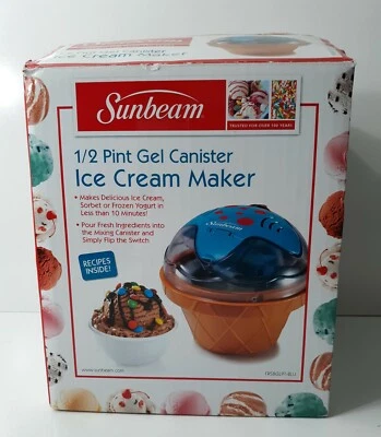 Sorbet Frozen Yogurt Ice Cream Maker 1/2 Pint Gel Canister Sunbeam  - Image 1 of 4