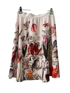 Lily by Firmiana Women’s Floral Print A-Line Skirt Cream Small - Picture 1 of 8