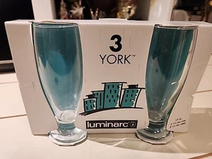 VTG LUMINARC 1994 France "York" Pilsner Pub Beer Glasses Set Of 3 Clear Glasses - Picture 1 of 5