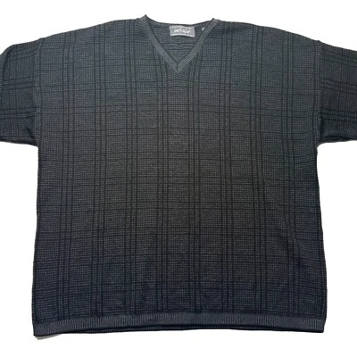 Suéter Pullover Lord & Taylor Para Hombre L Negro Gris Manga Larga Cuello en V Lana Merino Foto 1 de 4
