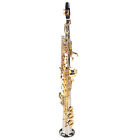 Profesjonalny mosiężny sopran prosty saksofon posrebrzana rura złoty klucz (tłusty