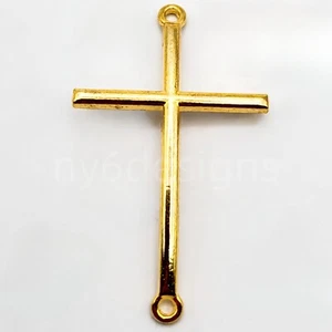 Gold-Plated Cross Pendant Beads Good for Bracelet 49x29mm– Gothic Style Jewelry - Picture 1 of 4