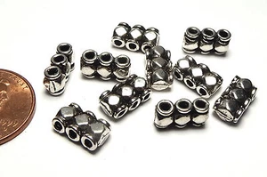 10 ea PLATA ESTERLINA 5,5x10,7mm cuentas triples /911 - Imagen 1 de 1