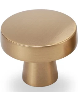 Paquete de 10 perillas redondas de latón cepillado para gabinete de cocina diámetro superior 1-1/4" altura 1" - Imagen 1 de 5