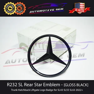 R232 SL63 SL55 SL43 AMG Trunk Star Emblem GLOSS BLACK Rear Logo Badge Mercedes - Picture 1 of 2