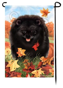 Bandera de jardín Falling Leaves - Pomerania negra - Imagen 1 de 1