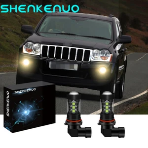 For Jeep Grand Cherokee 2005-2010 Yellow LED Fog Daytime Running Lights 3000K HJ - Foto 1 di 8