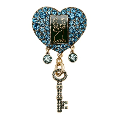 Pilgrim Skanderborg синий кристалл сердце с висячий золотистый и хрустальная брошь - Изображение 1 из 4