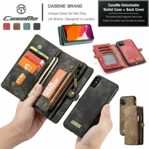 Removable Leather Wallet Flip Cover Case For iPhone 12 11 Pro Max 8 7 Plus SE - Picture 1 of 52