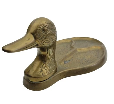 Vintage brass duck, (Andrea by Sadek) decoy change dish, 10.5" X 5.5" Foto 1 de 4