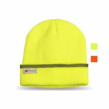 Hi Vis Viz Beanie Hat Work Reflective Yellow Orange Fleece Warm Hats Adults Mens