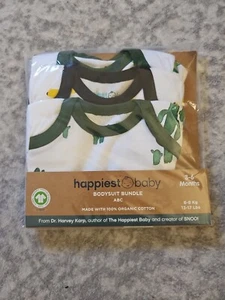 Happiest Baby Organic Cotton Bodysuit Bundle - Avacado Banana Cactus 3-6 Months - Picture 1 of 2