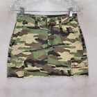 Unbranded Women Skirt Size 6 Green Cotton Camoflauge Distressed Cargo Micro Mini