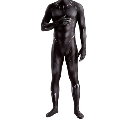 Black Panther Jumpsuit Superhero Cosplay Suit Costume Zentai Halloween Prop Gift - Image 1 of 4