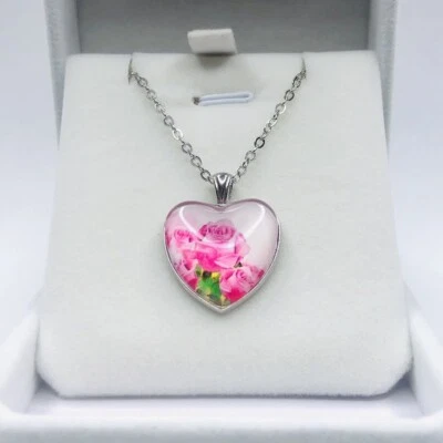 Hermoso Collar Colgante Corazón Rosa Rosa Joyería Foto 1 de 4