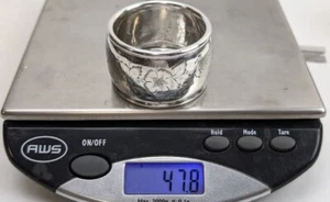 Antiker Tiffany & Co Macher Serviettenring schwer Sterlingsilber floral graviert - Bild 1 von 5